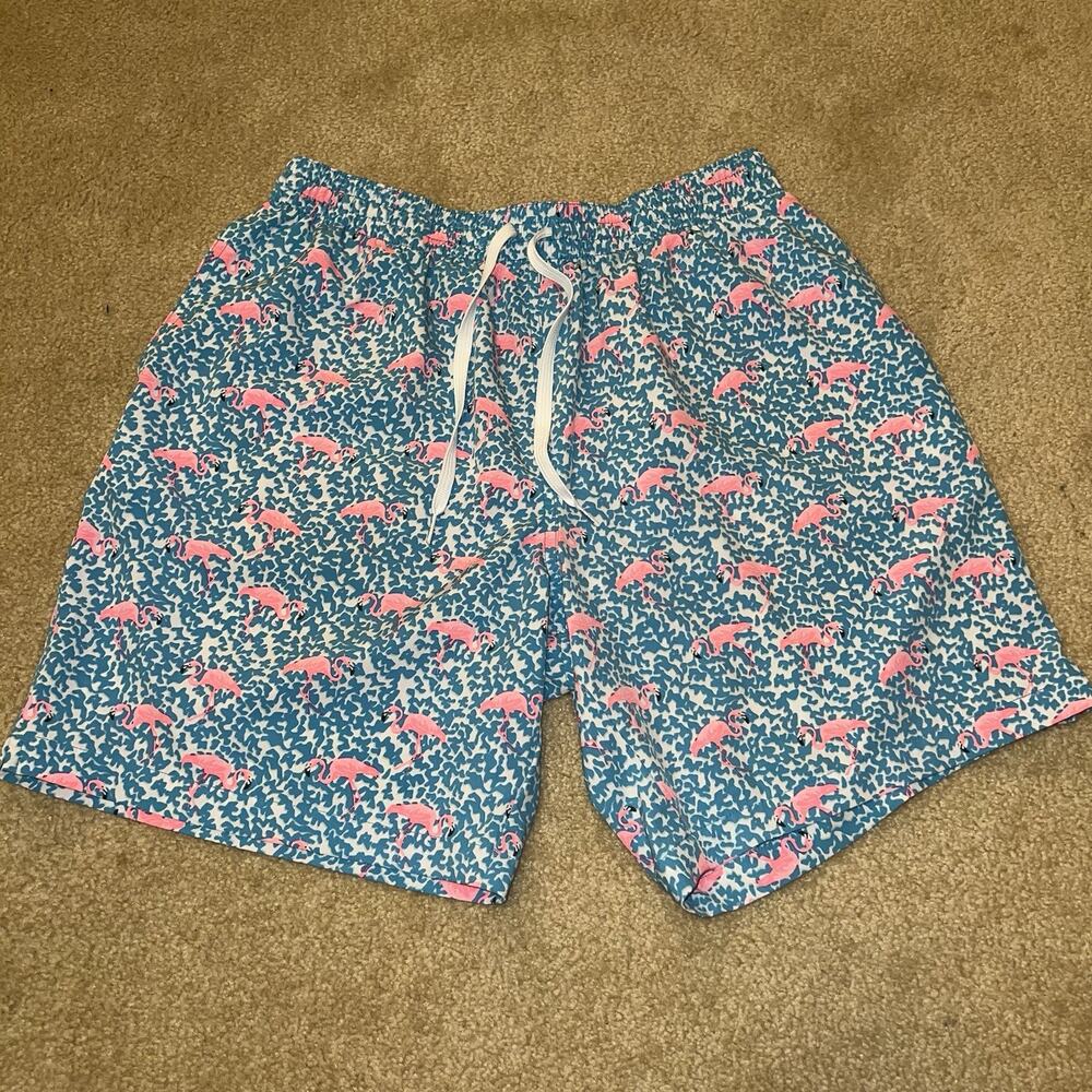 Chubbies The Domingos Are For Flamingos Lined Swim Trunks Suit -Men's Large 7"